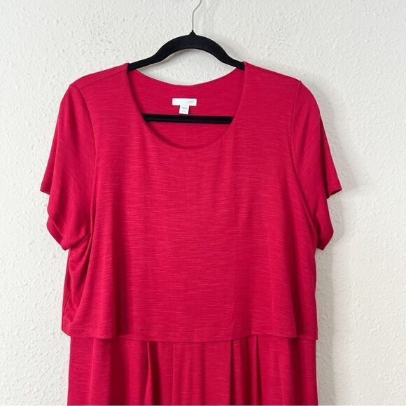 J. Jill Layered Knit Jersey Dress Size Large Petites - Picture 4 of 9